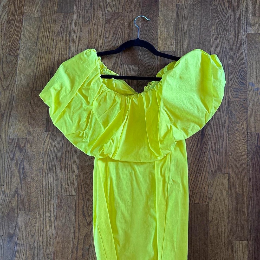 Zara Off-Shoulder Yellow Ruffle Mini Dress - Picture 5 of 5
